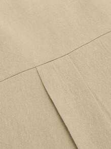 Men's Casual Solid Color Short Sleeve T-Shirt And Shorts Set - Beige - View 2