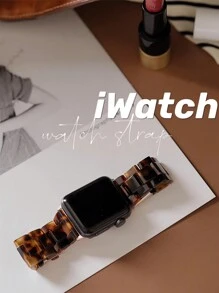 1pc Tesin Tortoiseshell Print Watch Band, Compatible With Apple Watch 40mm Ultra 49mm 44mm 45mm 46mm 41mm 42mm 38mm, Leopard Pattern Wristband, Compatible With Apple Watch Series SE 11 10 9 8 7 6 5 4 3 2 1, Watch Band Accessory (Band Only) - Brown - View 3