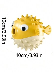 New Pet Puffer Fish Chew Toy, Dog Teething Anti-Bite Toy, Self-Entertainment Stress Relief Teeth Cleaning Food Puzzle Toy - Yellow - View 2