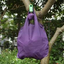 Bolso de compras de algodón elástico con bola redonda, bolso plegable, bolso de hombro portátil reutilizable, bolso plegable con estampado - Negro - Ver 12
