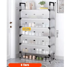 NetHong 4/5/6/7 Tier Cabinet Storage Organiser Shoe Rack Stand Holder W Dust-Proof Cover,Doorway Simple Shoe Rack,Space Saving Storage Rack,Hallway Aisle Entryway Storage Shoe Cabinet,Easy Installation - Black - View 11