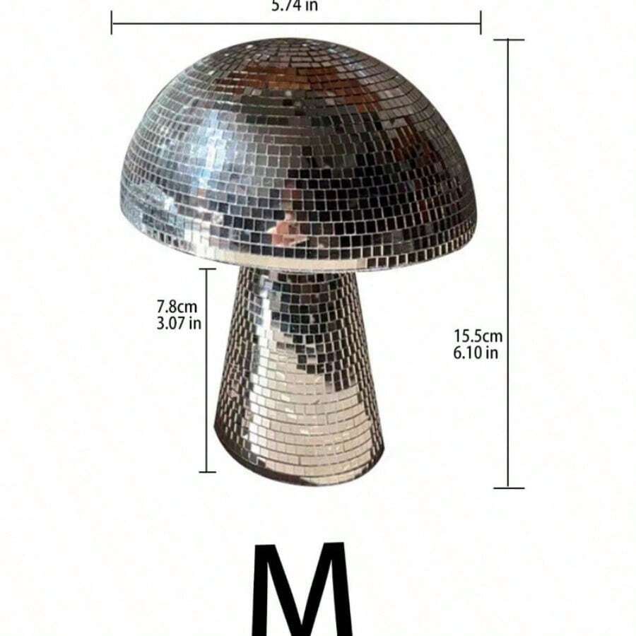 Mirror Creative Glass Disco Mushroom, Outdoor Decoration Of Courtyard Garden, Indoor And Outdoor Decoration, Courtyard Decoration, Garden Balcony Decoration, Gardening Ornaments, Garden Decoration, Balcony Decoration And Green Plants Collocation. - Bs1507 (silver Large) - View 1