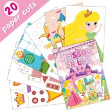 Scissor Skill Activity Book - Food, Princess Cartoon DIY Collage Puzzle, 20 Pcs Fun Paper Cutting For 3-6 Years Old, Creative Handcraft Gift For Boys And Girls, Preschool Paper Cutting, Develop Hands-On Ability (Princess Style, New And Old Cover May Vary But Content Is The Same)