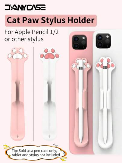 Silicone Pen Holder Compatible With Apple Pencil Pro 1st 2nd USB-C Cute Paw Stylus Pen Case Compatible With Samsung S Pen S6 Lite S7 FE S8 S9 S10 Tablet Accessories