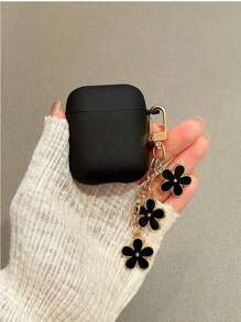 2-In-1 Minimalist Floral Shaped Keychain With TPU Anti-Drop Case & Earphone Cover Compatible With Apple 4