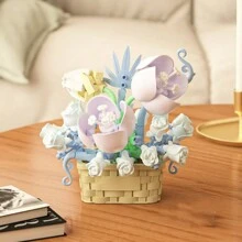 Blocuri de construcție Aranjament floral conservat Jucărie de asamblare DIY, Cadouri pentru Ziua Mamei, Ziua Îndrăgostiților, Ziua Recunoștinței