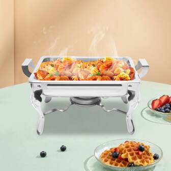 6L Edelstahl-Backform Lebensmittelwärmer Heizbehälter Silber