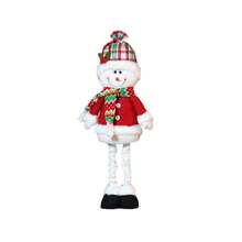 Christmas Retractable Snowman Doll Ornaments Colorful Plaid Reindeer Toys For Window Desktop Home Holiday Decoration