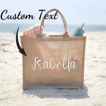 Una bolsa de playa personalizada con letra, un regalo de despedida de soltera, un bolso personalizado para dama de honor, un regalo para ella, una bolsa de regalo personalizada