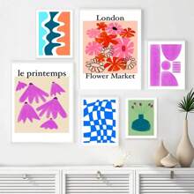 1pc Abstract Colorful Gallery Flower Market Rainbow Botanical Wall Art Canvas Painting Posters For Living Room Decor No Framed
