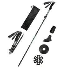1 set de bâtons de randonnée pliants, légers et réglables en alliage d'aluminium avec un système de verrouillage rapide, convenant à la randonnée, aux voyages, à l'alpinisme, au camping, au trekking, au ski. Livré avec des embouts de protection, pour les femmes et les hommes.