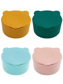 1pc Baby Custom Silicone Tableware Cute Personalized Customization Name Cartoon Bear Shape Baby Food Storage Box Print On Demand Baby Stuff - Multicolor - View 3