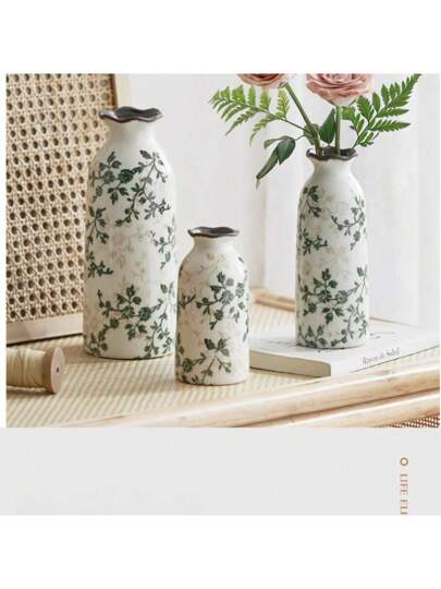 Retro Mini Crackle Ceramic Flower Vase, Single Stem Hydroponic Vase Rustic Bloemen Arrangement, Birthday Graduation Home Room Glass view 2