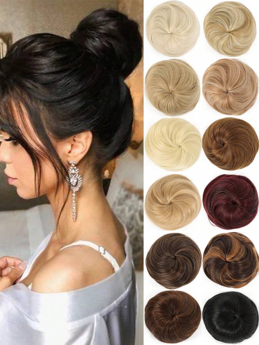 1 件装 4 英寸合成发髻 束带发髻 假发 灵活可调节 棕色黑色金色发髻 马尾辫 女式 - 彩色 - 查看 1