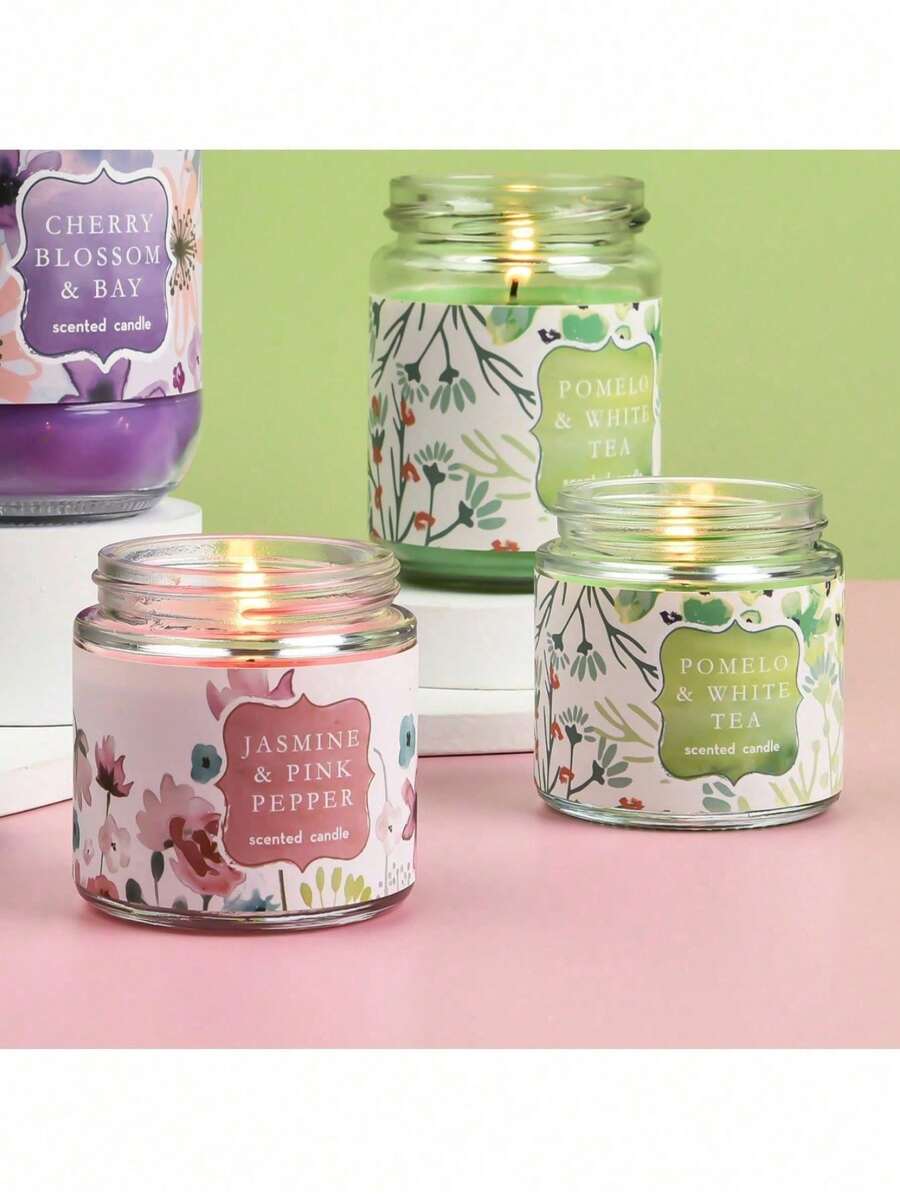 Set de 4 velas aromáticas con aroma a flor de loto, sin humo, adecuadas para sala de estar, dormitorio y hogar