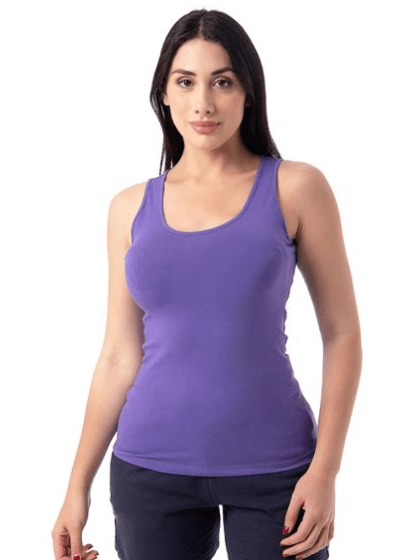 Blusa tipo Camiseta de Tirantes Grueso Espalda Estilo Nadador - Morado - Ver 1