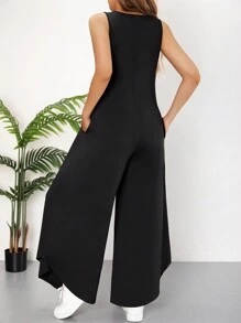 少女宽松休闲连体裤，带口袋