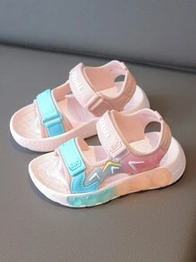 1双儿童凉鞋，男女童运动休闲沙滩鞋，新款软底幼儿鞋，露趾设计，适合儿童，速干，时尚，适合沙滩和户外活动，可调节魔术贴搭扣