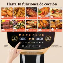 8L Oil-Free Air Fryer, Large Window, 10 Functions & 3 Modes, Touch LED Panel And Controllable Light, Adjustable Temperature From 80℃ To 200℃, 60 Minute Timer, Non-Stick Coating, Dishwasher Friendly, 2000W - Phích cắm loại EU E (220-240V) - Xem 2