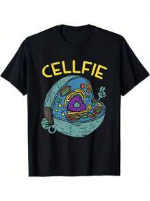 Camiseta Deportiva de Manga Corta para Hombre con Estampado Divertido de Biología, Cuello Redondo, Moderna, Cómoda y Versátil, para Verano y Primavera, Estilo Atlético, Ajuste Confortable, Ideal para Regalo - Negro - Ver 1