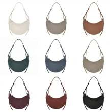 Niche Design Poleno Crescent Bag New Genuine Leather High-End Underarm Bag Single Shoulder Crossbody Saddle Bag Ladies Crescent Bag, PU Leather Crescent Bag, Single Shoulder Crossbody Bag Wallet Handbag Casual Dumpling Bag - 日落黃 - 查看 8