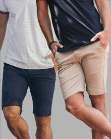 Holstone 2 Pack Bermudas Gabardina Premium Skinny Fit Primavera Verano Look de Playa Casual Pantalones Cortos Para Hombre - Azul - Ver 1