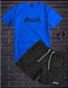 Tectel T-Shirt And Shorts Kit With Maresia Print Plus TOP DIGITAL WATCH - Royal Blue - View 2