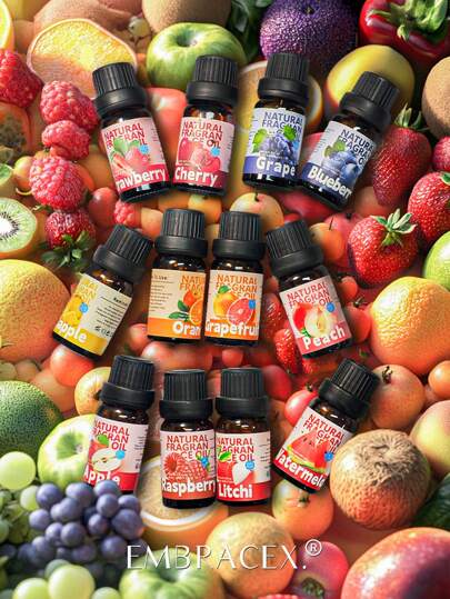 EMBRACEX. Fruits Essential Oils For Women Aromatherapy Aroma Diffuser Car Decor Cented Stickshouse Freshener Air Fresh Bathroom Air Freshener Aromatherapy Machine Fragrance Home Home Bestfriend Gifts Gift For Woman Gift Mango Grape Grapefruit Lemon Orange Peach Watermelon Pineapple Banana Blackcurrant 10ml Liquid Aromatherapy Oils-10ml