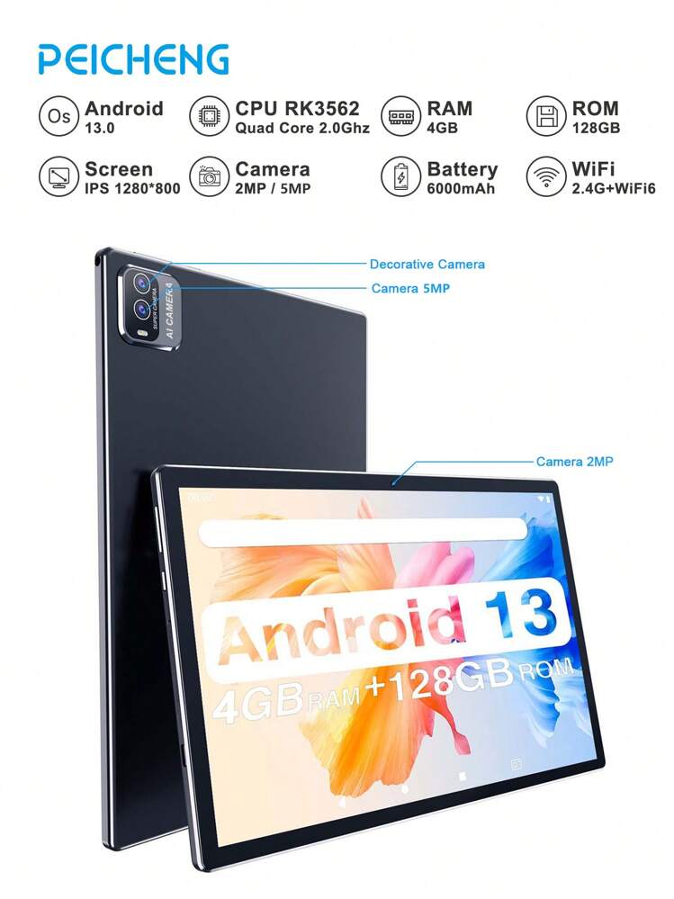 PEICHENG Androidタブレット 10.1インチ 6GB/128GB Amazon.com : PEICHENG Tablet with Case, 10.1 Inches Android