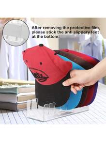 3M 4 Packs Hat Stand For Baseball Caps Display And Organizer, No Install Acrylic Hat Holder For 28 Baseball Caps, With 8 Pcs Adhesive Hat Hooks For Wall, Door, Closet, Bedroom