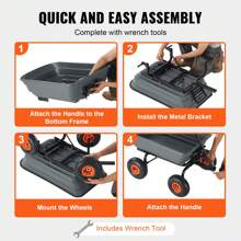 Garden Cart Durable Polyethylene Dump Cart & Sturdy Metal Utility Cart With Easy Assembled Steel Frame, Multi-Purpose Dump Cart With Dual Function Handle, Convenient Cart, Load Capacity 400 Lbs-1500 Lbs With 10" & 13" Wheels - Polyethylene, 600 lbs load capacity, 10" wheels - 查看 6