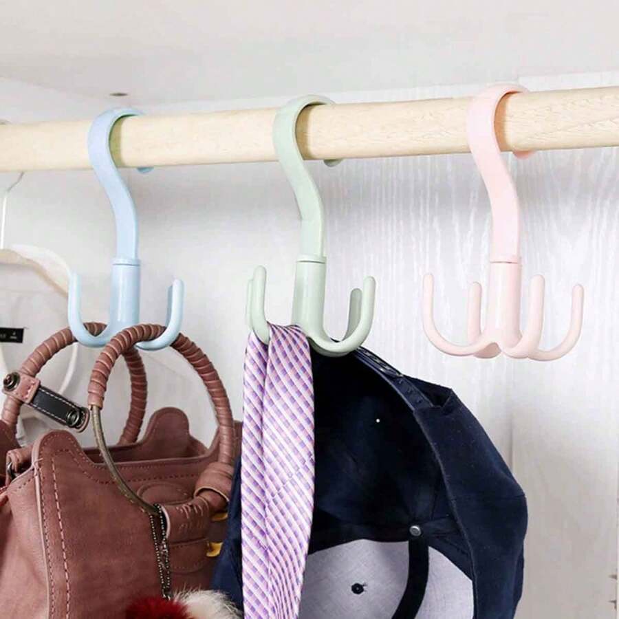 3pcs Multi-Functional Rotating 4-Hook Rack, For Hanging Clothes, Hats, Bags, Scarves, Closet Storage, Entryway Bedroom, Organizer, Home Storage, For White T-Shirt Women, Black Pants Women, Ladies Winter Clothes, Dress, Winter Clothes For Ladies, Elegant Woman Dresses, White Shirt For Ladies, Long Sleeve, White Jumpsuit For Women, Spring Dresses For Women, Spring Outfits For Women, Spring, Spring Clothes, Minimalist, Summer Tops Storage