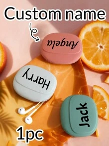 1/2Pcs Custom Name Silicone Storage Bag For Headphones, Personalized Mini Key Data Cable Storage Case, Customized Portable Wired Headset Storage Bag, Customizable Name Mini Storage Bag, 9x7.6cm, 3 Colors:Red/White/Green, Mini Key Box, Silicone Headphone Case, Under $10, Case For Headphones, Headphone Carrying Case