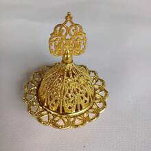 Suport pentru lumânări stil 1buc, aragaz elegant de birou auriu, arzător de tămâie cu tavă metalică, borcan de masă cu difuzor de bețișoare creativ cu accesorii, prins de vise pentru decor de masă, mini arzător de tămâie cu gol de aur, arzător de tămâie din lemn de santal din metal pentru aromaterapie