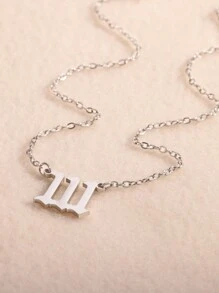 1pc 777 Angel Number Necklace, Women Stainless Steel Simple Chain Pendant Necklace, Christmas Gift - Number - View 9