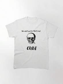 Camiseta esencial We Ain't Get It, Ain't Real CUBE, camiseta para mujer, 220 g de algodón puro, cuello redondo informal, ideal para salidas sociales o escapadas de fin de semana. - Blanco - Ver 1