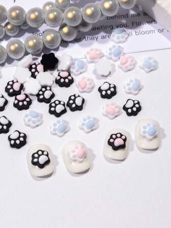 20Pcs Mixed Color Cute Cat Scratching Nail Charms Nail Art Decorations Jewelry Crafts Diy Nail Accessories Nail Supplies Nails Nail Gems