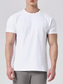 Plain Basic Short Sleeve Cotton T-Shirts S-G3 - White - View 1