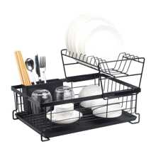 NetHong Large Kitchen Sink Dish Drainer Rack With Drip Tray And Plate Cutlery Holder UK - Black - View 11