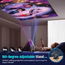 2025 Mini Projector 1080P FHD 4K Support Smart Portable Projector With WiFi And Bluetooth 180° Adjustable Auto Keystone Miracast Airplay TV Stick/USB/PS5/Laptop, With HD Cable - Projector and 60-inch Screen - View 5