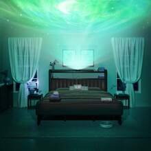 Starry Sky Lamp Design Bed Frame With Cushioned Ottoman, Charging Station, Heavy Duty Feet, Easy To Assemble - 灰色 - 查看 6