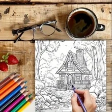 Sách tô màu Forest House 28 trang dành cho người lớn giúp giảm căng thẳng | Sách tô màu giúp thư giãn và giảm tâm trạng Quà tặng ngày lễ tình nhân, Quà tặng tiệc sinh nhật, Đồ dùng vẽ, Giáng sinh, Lễ tạ ơn, Halloween, Năm mới, Sinh nhật, Tiệc Giáng sinh và các Quà tặng tiệc ngày lễ khác, Quà tặng trở lại trường, 20x20cm, Giấy dày, Ngày của mẹ, Quà tặng của mẹ, Trở lại trường, Đồ dùng học tập - Một cỡ - Xem 4