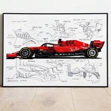 1 pièce/3 pièces Affiches d'art mural en option Cadre Pop Design de course Dessin F1 Cadeau de course cool garçon Décoration Offre Impression sur canevas d'affiche Peinture vintage Fond de chambre à coucher bar Décoration intérieure populaire