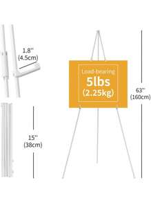 1pc Foldable Easel Stand, Used For Display Floor Easels, For Signage Tripod, For Wedding Signage And Poster Welcome Board Stands, Large Adjustable Metal Painting Easel Tripod - White - View 9