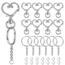 30/60/120 件弹簧心形旋转扣、金属钥匙扣开口环、龙虾扣和跳环，适用于钥匙扣、饰品、珠宝、DIY 工艺品 - 愛心扣套裝 - 查看 7