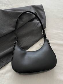 蝴蝶结装饰简约时尚女士腋下单肩包，休闲通勤日常使用，派对礼物 - 黑色 - 查看 9