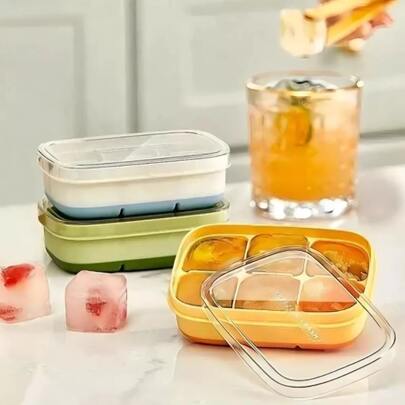 Forma De Gelo Silicone Com Tampa de 6  Divisorias DIY Cubo Molde Formato Quadrada