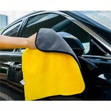 30x60cm Microfibre Car Cleaning Towels, Lint-Free, For Car Washing, Home Cleaning - Grey & Yellow - View 3