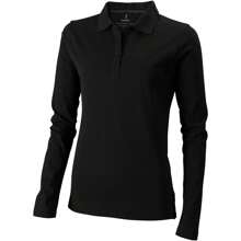 Oakville Long Sleeve Ladies Polo Shirt (Solid Black) - 100% Cotton - Black - View 1
