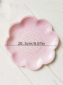 8 Pieces Of Pink Flower Petal Paper Plates For Disposable Parties, Weddings, Birthdays, Party Decorations, Tableware, And Plates - Multicolor - View 2